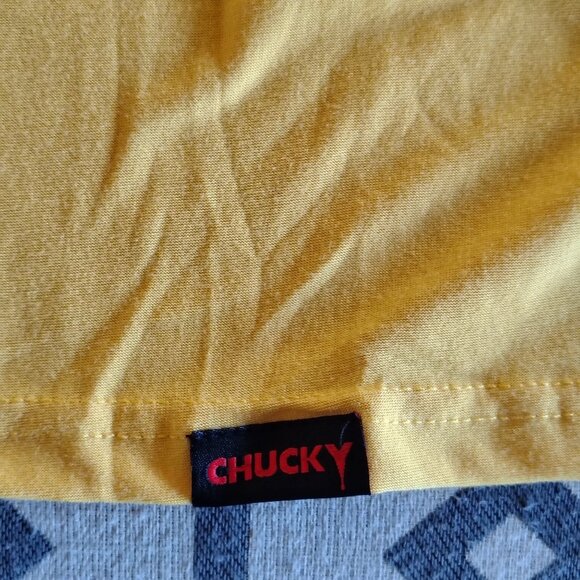Chucky Long Sleeve Yellow Graphic Tee M "He Wants You As A Best Friend" - Picture 2 of 6